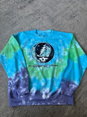 Liquid Blue Blue Green Purple Tie-Dye Grateful Dead Crewneck